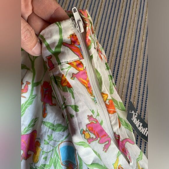 ModCloth Midi Skirt Women Size 4 Tropical Print Multicolor  Belt Lined NEW - Picture 14 of 16